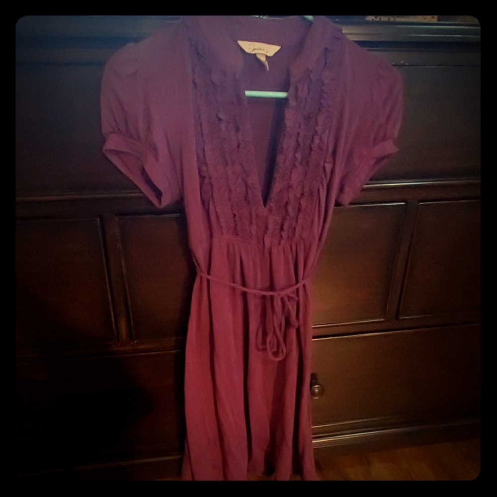 SALE - Royal Purple Dress - V Neckline w/ ruffle